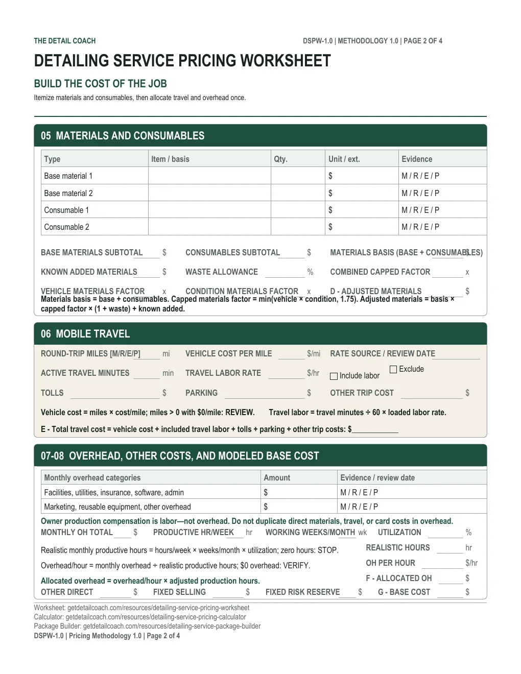 Preview of page 2, build the cost of the job