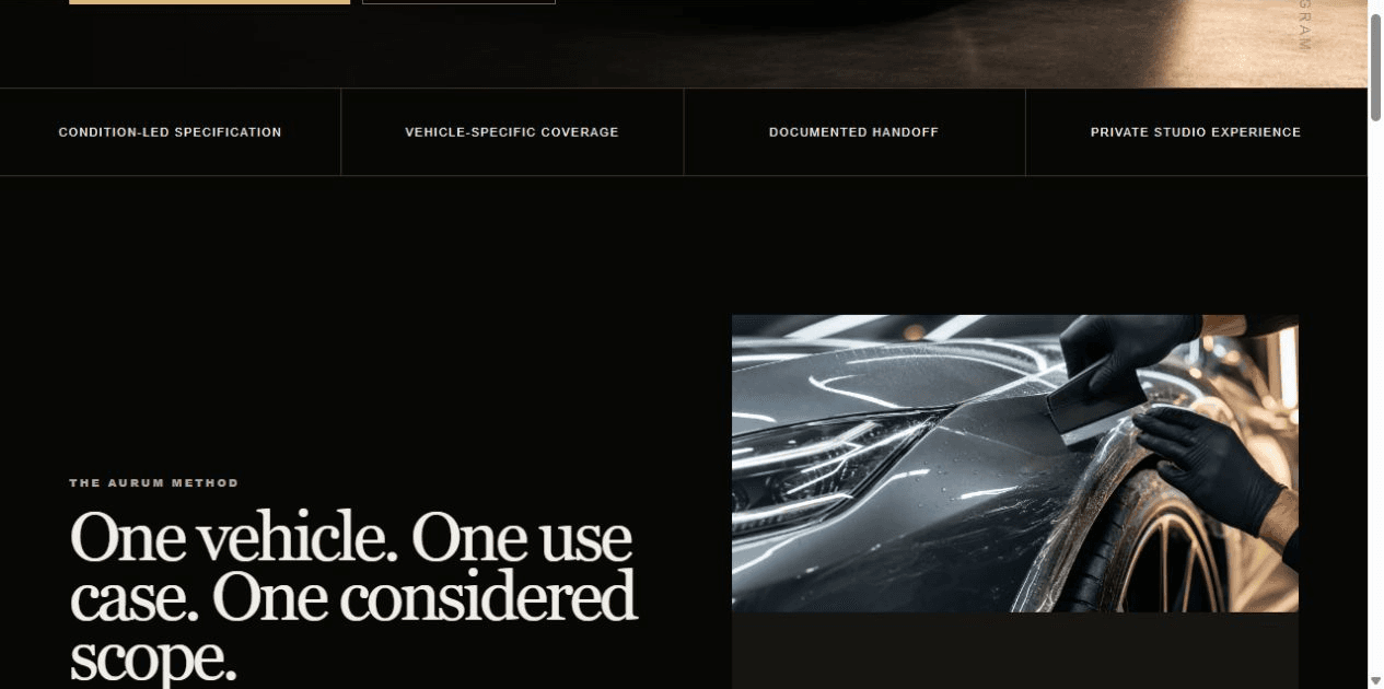 The Headliner automotive website concept shown in a desktop browser